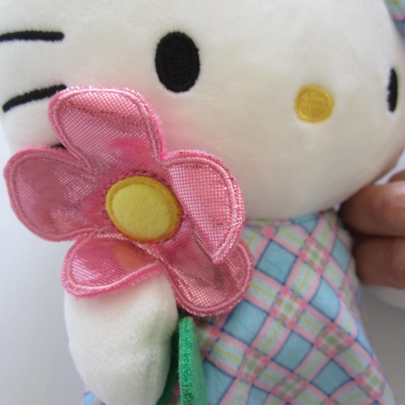 Hello Kitty Sanrio Flower Checkered Dress Plush Doll - Picture 3 of 4